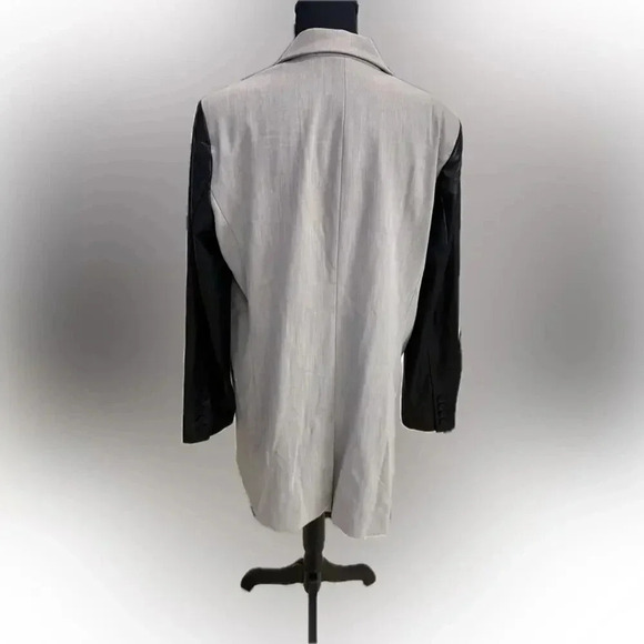 NEW- NWT! DKNY Mixed Media Faux Leather Sleeve Longline Jacket - Picture 6 of 7